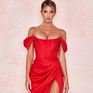 NWT Red Satin Corset Gown